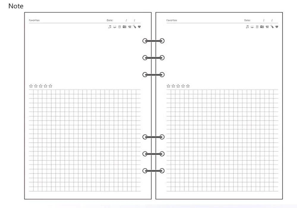 6 отверстий, цветная бумага для планировщика, наполнитель, Filofax, для офиса, школы, спираль, аксессуары для ноутбуков, наполнитель, бумага, Биндер, внутренние страницы - Цвет: Note