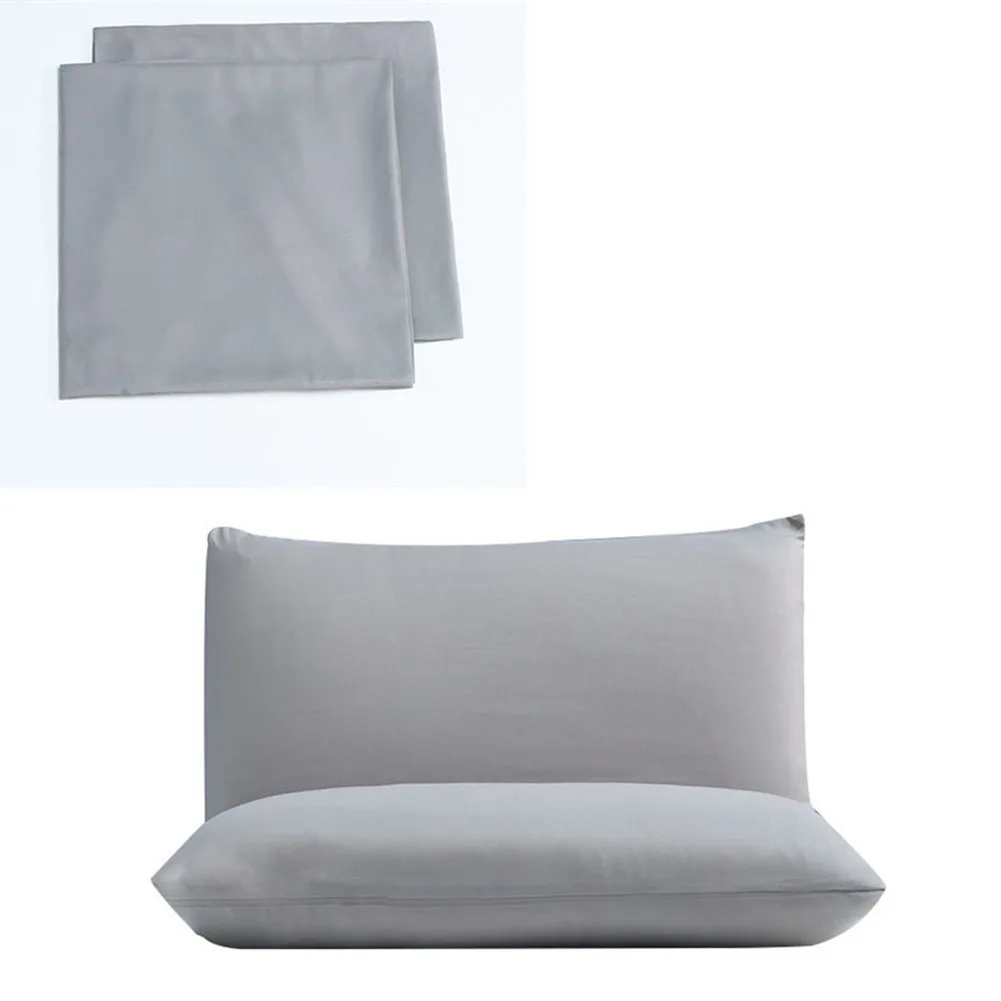 2PCS Waterproof Pillow Case Solid Color Protector Bed Bug Proof Allergy Protection Pillow Covers Breathable Pillowcases