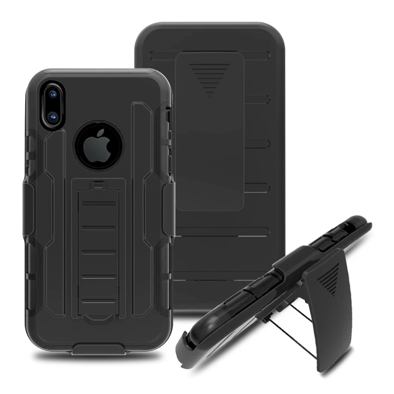 Belt Clip Kickstand Case For Iphone X IPhoneX 5.8'' 3in1 Hybrid