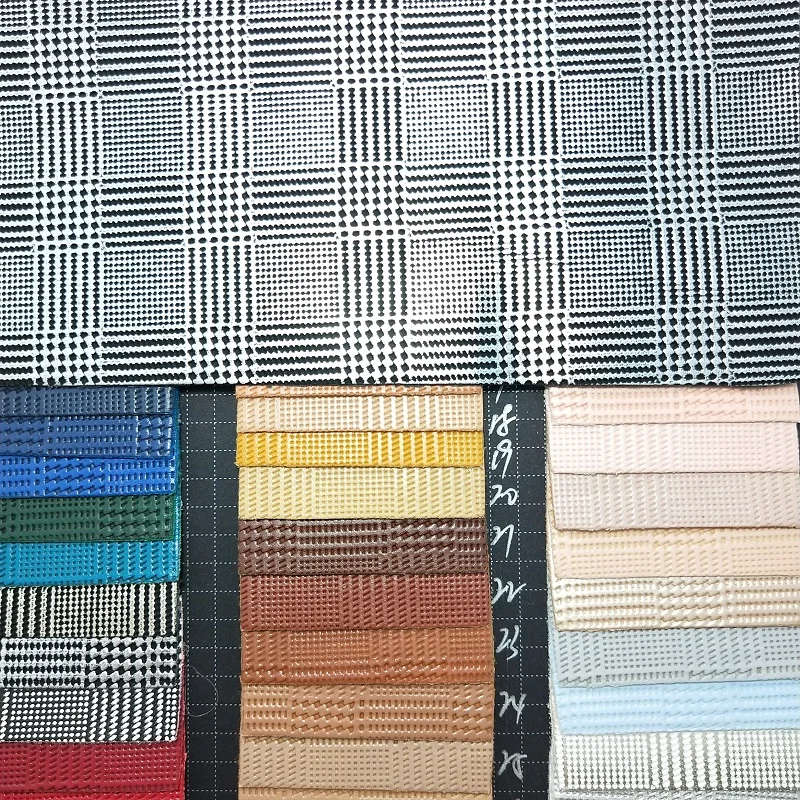 

91x134cm Synthetic Leather, Embossed Plaids Faux Leather Fabric for Bows Cuero Sintetico PU Leather DIY accessories P2136