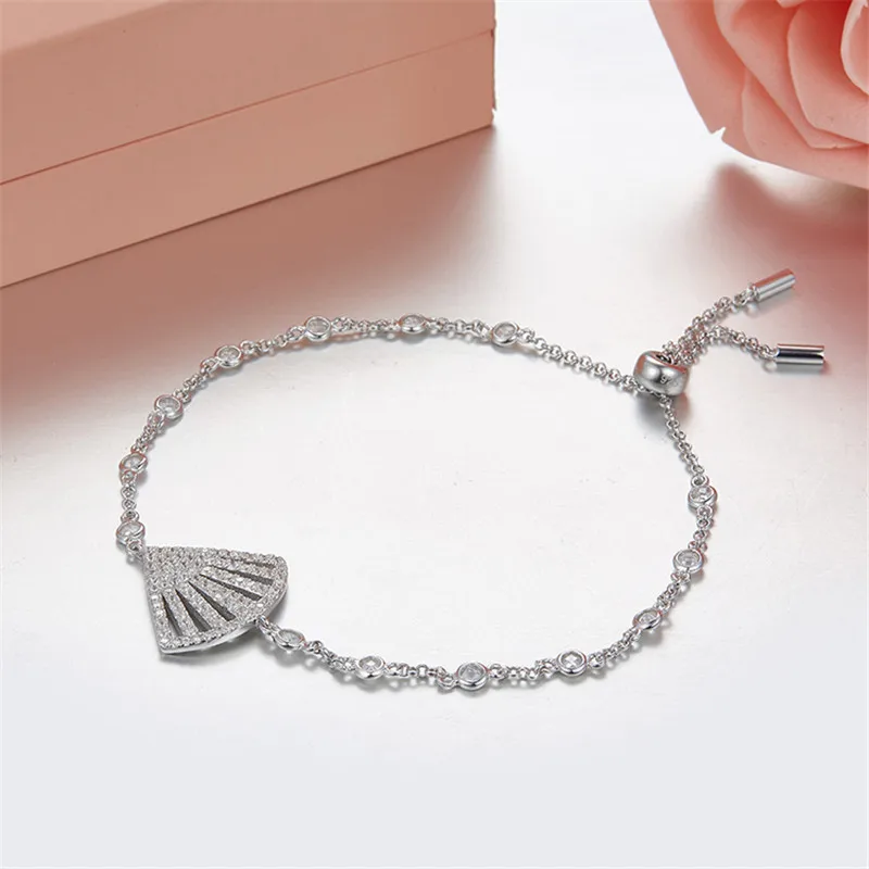 

S925 Sterling Silver Inlaid Zircon Silver Gold Rose Gold Fan Bracelet Jewelry Fits Monaco Jewelry with Women Party Gifts