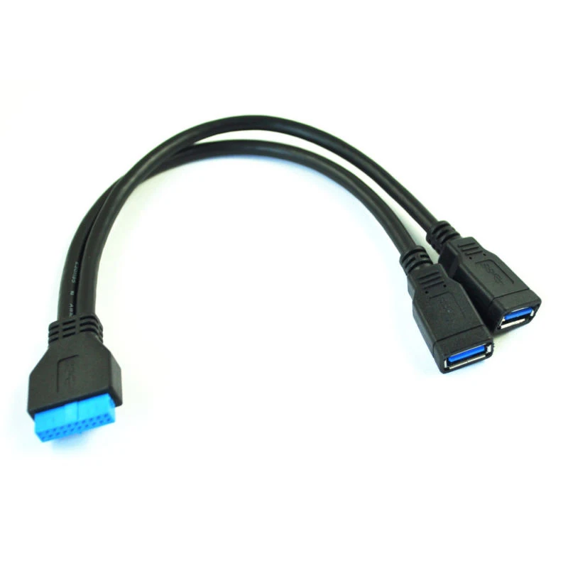

8-Inch USB 3.0 20-Pin Motherboard Female to 2 Type-A Female Connector Y-Cable Z4