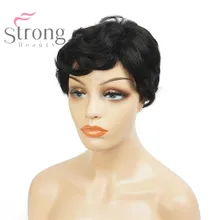 StrongBeauty женский синтетический парик Nuna без шапочки короткий курчавый темный коричневый натуральный парик для черных женщин