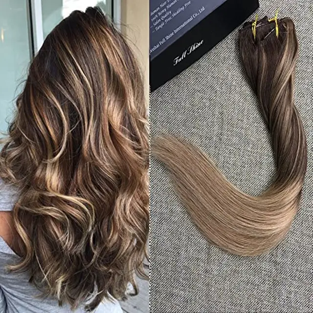 Full Shine Biscuit Balayage Blonde Highlighted Extensions 8a