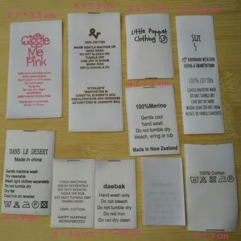 

1000PCS Custom logo Soft silk satin ribbon washing labels clothing White care label 6.7 * 3.5 cm