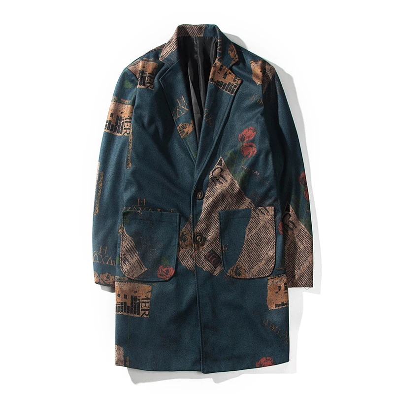Мужской Тренч, новинка, модное длинное пальто с принтом, осенне-зимние ветровки, повседневные высококачественные тонкие куртки для отдыха