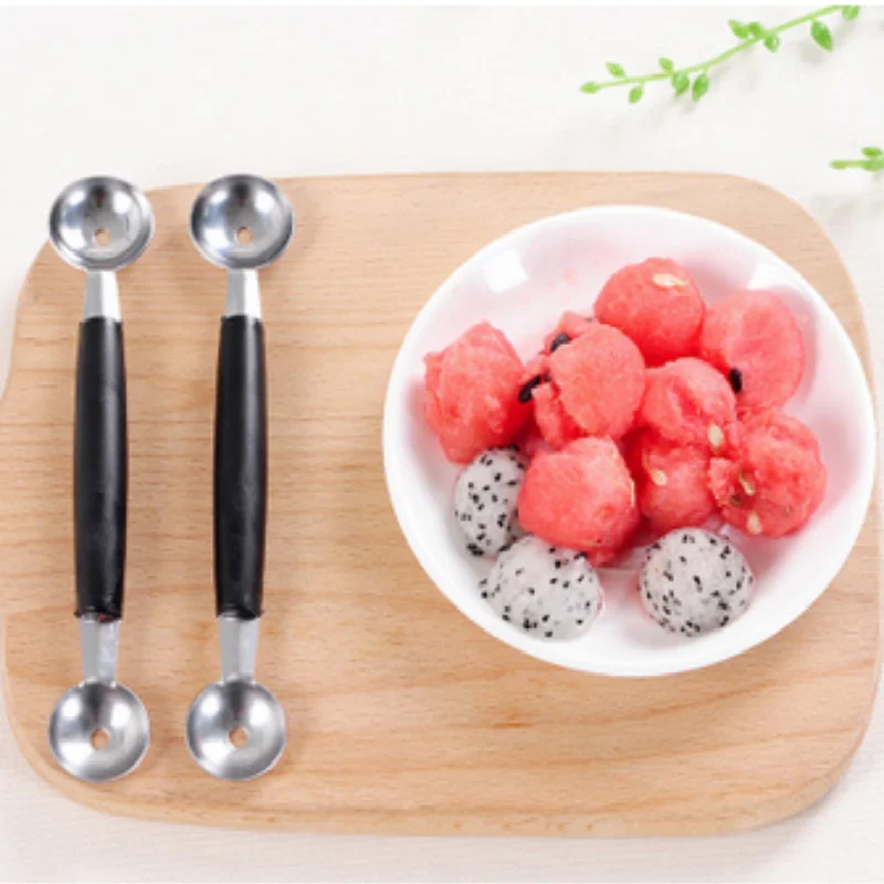 

1Pc Household Stainless Steel Double-end Melon Ice Cream Baller Scoop Fruit Spoon Kitchen Gadgets