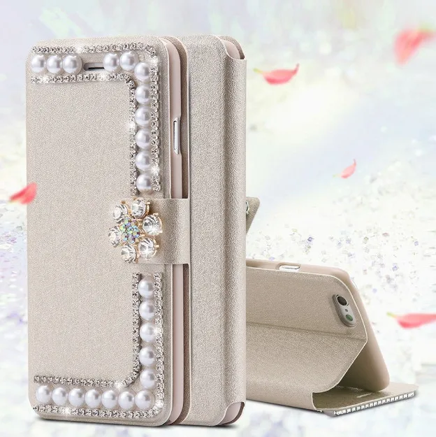 

Phone Case For Samsung Galaxy S8 S9 S10 PLUS Lite Luxury Pearl Wallet Leather Cover For Samsung Note10 Plus Note5 Note8 Note9