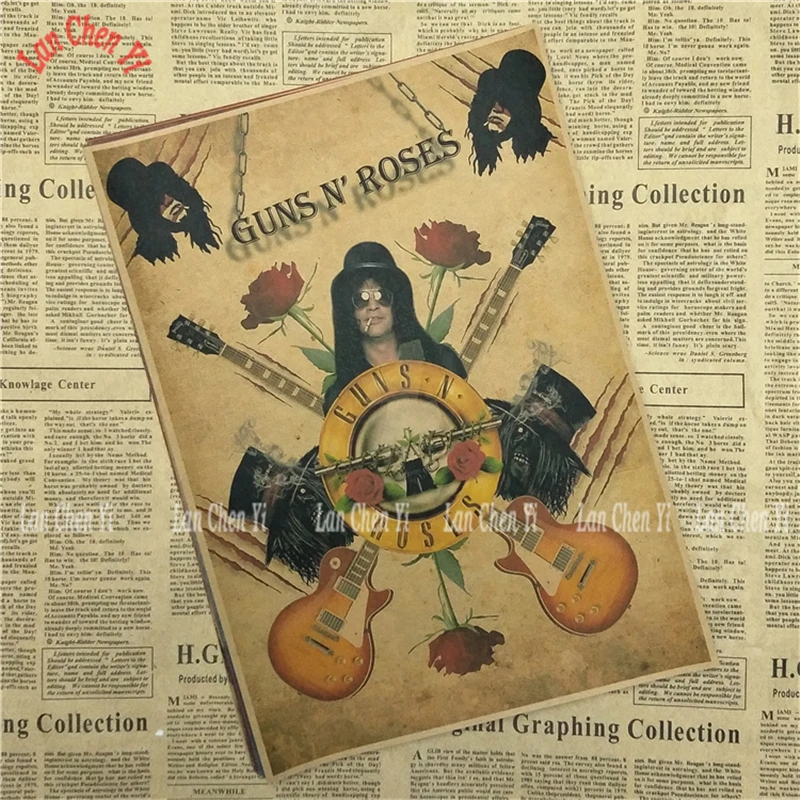 Рок-группа guns N' Roses ностальгическая матовая крафт-бумага плакат офис подарок столовая домашний Декор стикер дизайн