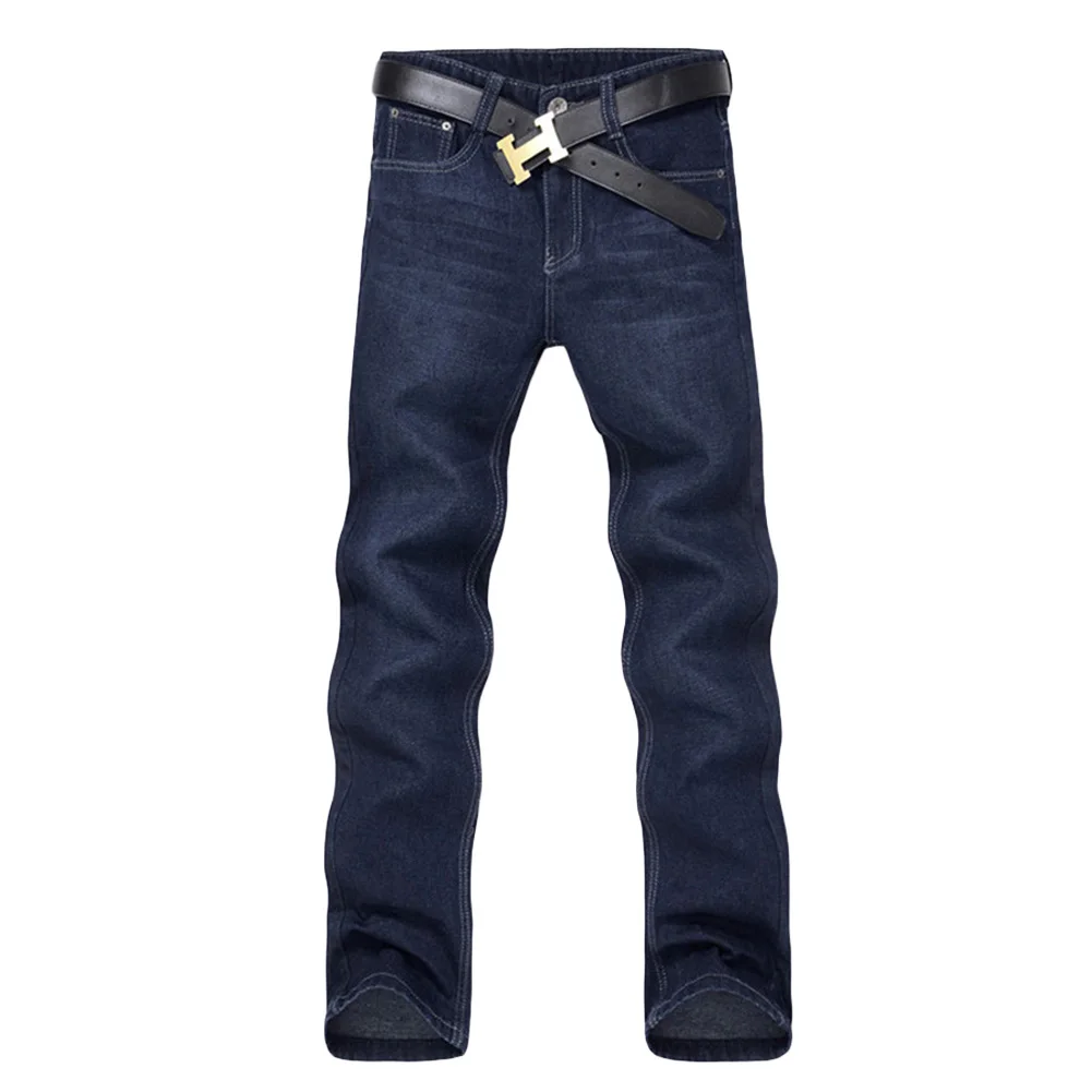 Classic Men Casual Mid Rise Straight Denim Jeans Long