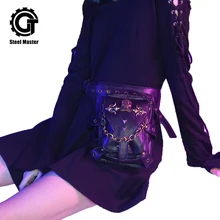 Steelsir Женские поясные сумки с заклепками в стиле панк, поясные сумки с черепами, женские черные кожаные поясные сумки, Мужские поясные сумки в стиле хип-хоп, мужские брендовые сумки