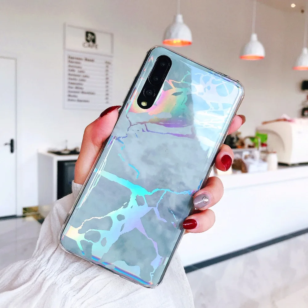 

Plating Marble Phone cases for Huawei P20 Lite Ultra thin soft TPU Shining Glossy Laser back cover for Huawei P20 Pro P20 case