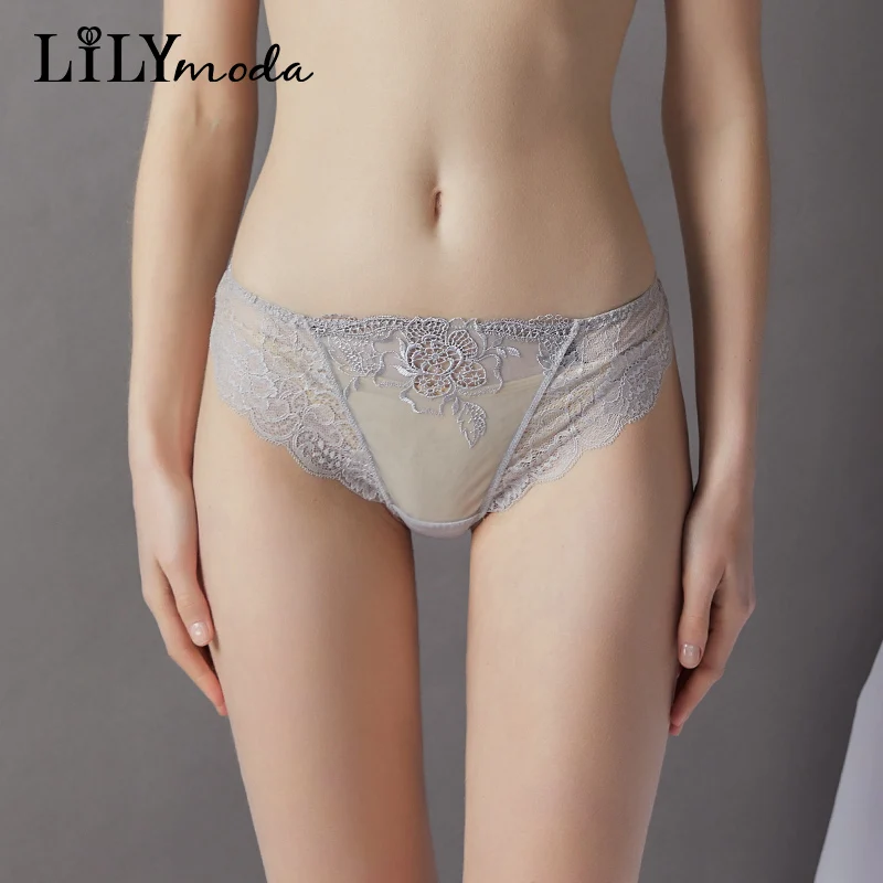 

Lilymoda Women Floral Lace Panties Thong Sexy Transparent Lingerie For Women Seamless Briefs T Back Panties Ladies Underwear