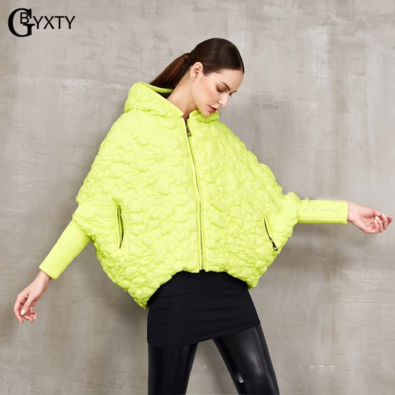 

GBYXTY 2019 New Fashion Neon Color Feather Puffler Coat Cloak Women Winter Oversize Duck Down Jacket and Coat Parka Mujer ZA1559