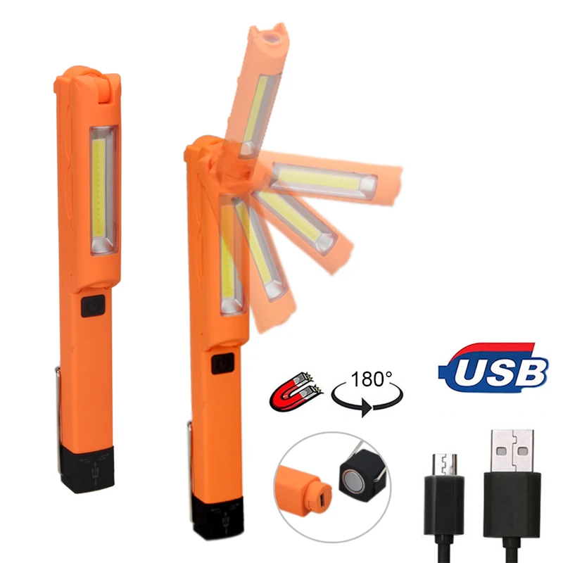 

VASTFIRE USB Rechargeable COB LED Work Light magnet base,clip and hook Flashlight Folding Lantern Torch Emergency Portable Lamp