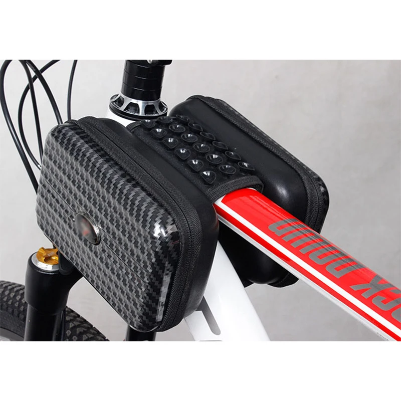 

Carbon Fiber Touch Screen Saddle Bags Bicycle Front Tube Bags Sucker Mtb Road Bike Accessories Bicycle Bags for Cell Phone Cases