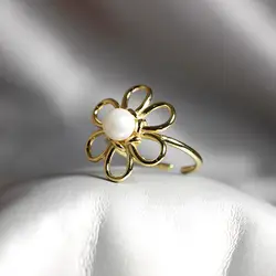Элегантный Качество 925 регулируемые кольца модные солнца жемчужины в форме цветка кольцо из стерлингового серебра 925 для Для женщин 925