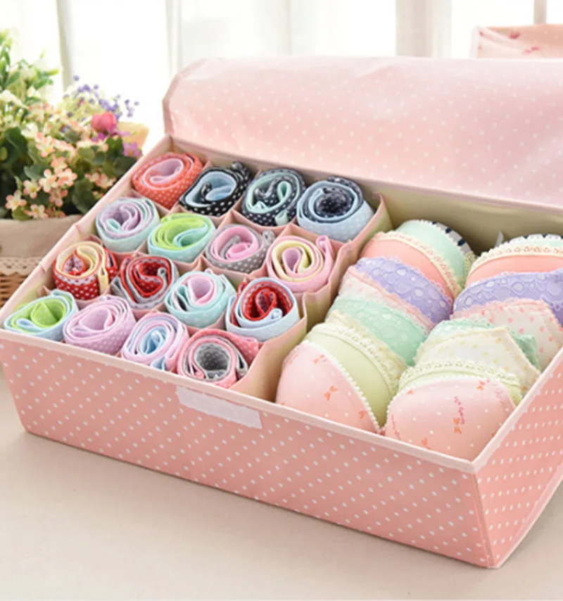 

Waterproof Oxford Cloth Underwear Storage Box Home Storage Kit Drawer Closet Organizers Save Space Foldable 13 Grids