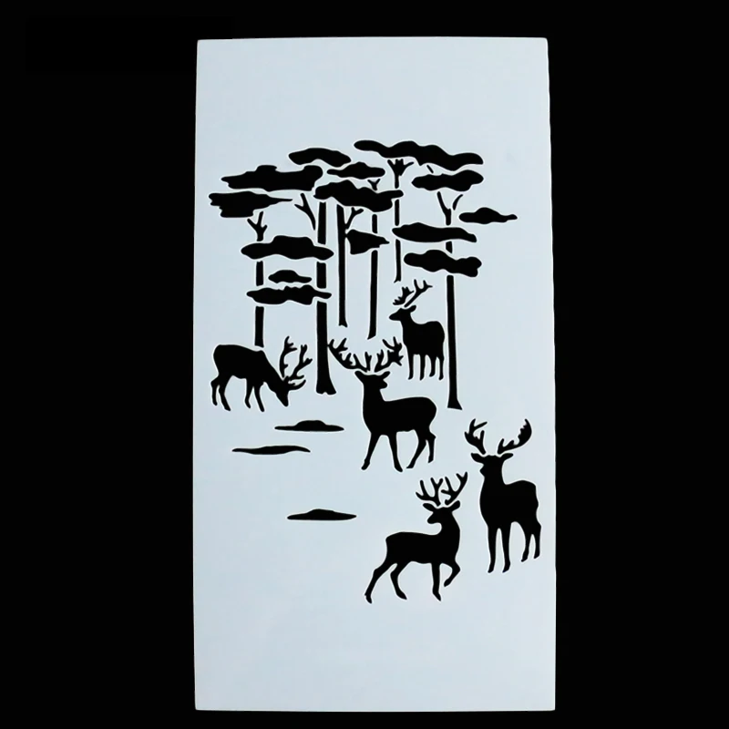 

Merry Christmas Deer Tree Decorative Cookie Stencil Plastic Stencil Coffee Decoration Fondant Template Mold
