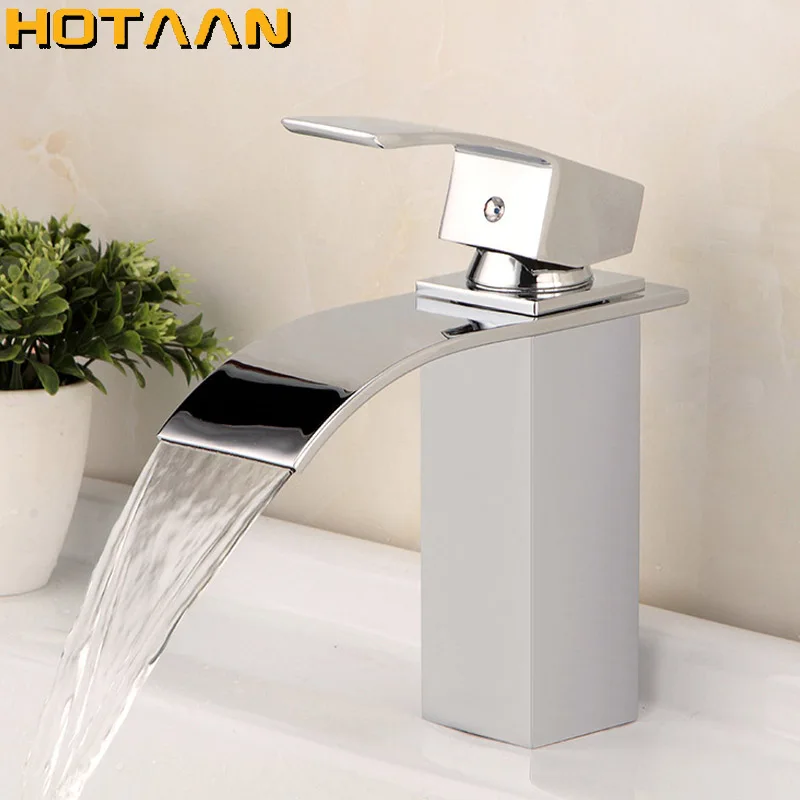 Free Shipping Wholesale And Retail Deck Mount Waterfall Bathroom Faucet Vanity Vessel Sinks Mixer Tap Cold And Hot Water Mixer