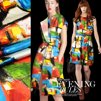 

93% silk 7% spandex 118cm wide 19mm colorful print elastic silk satin fabric for dress shirt clothes