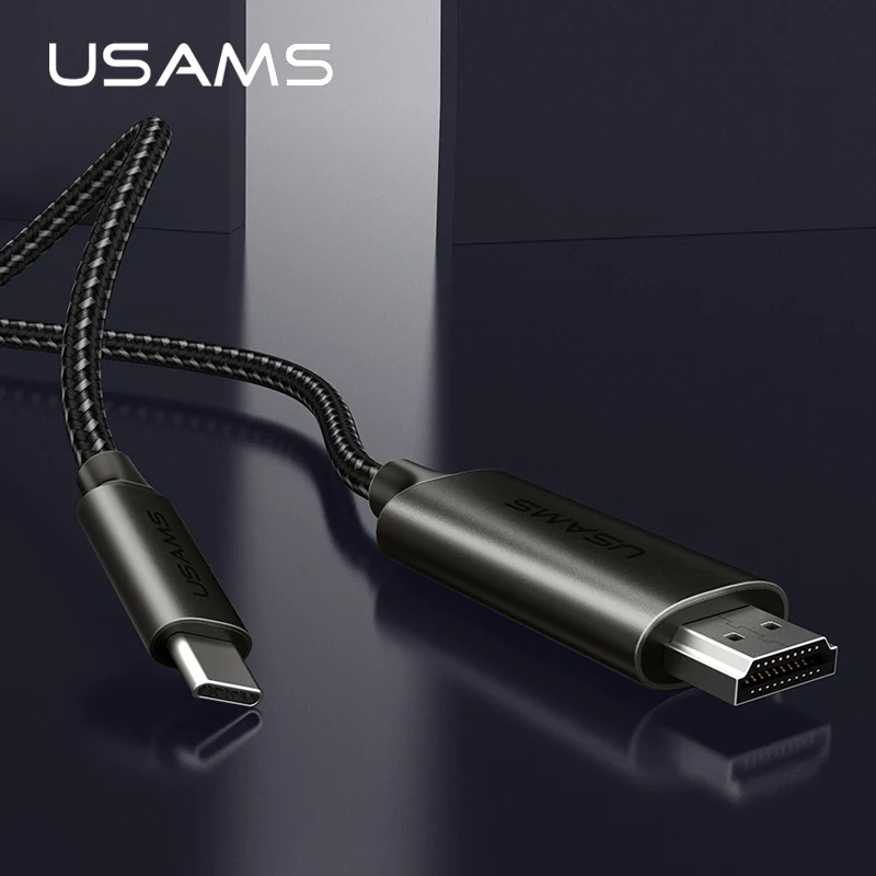 Кабель USAMS типа C к HDMI 2 0 4 K HD адаптер Женский type c Мужской с аудиоразъемом плетеный