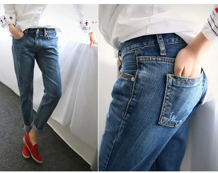 Джинсы бойфренда для женщин 2019 Лидер продаж Винтаж проблемных регулярные спандекс рваные джинсы деним джинсы "варенки" женские джинсы