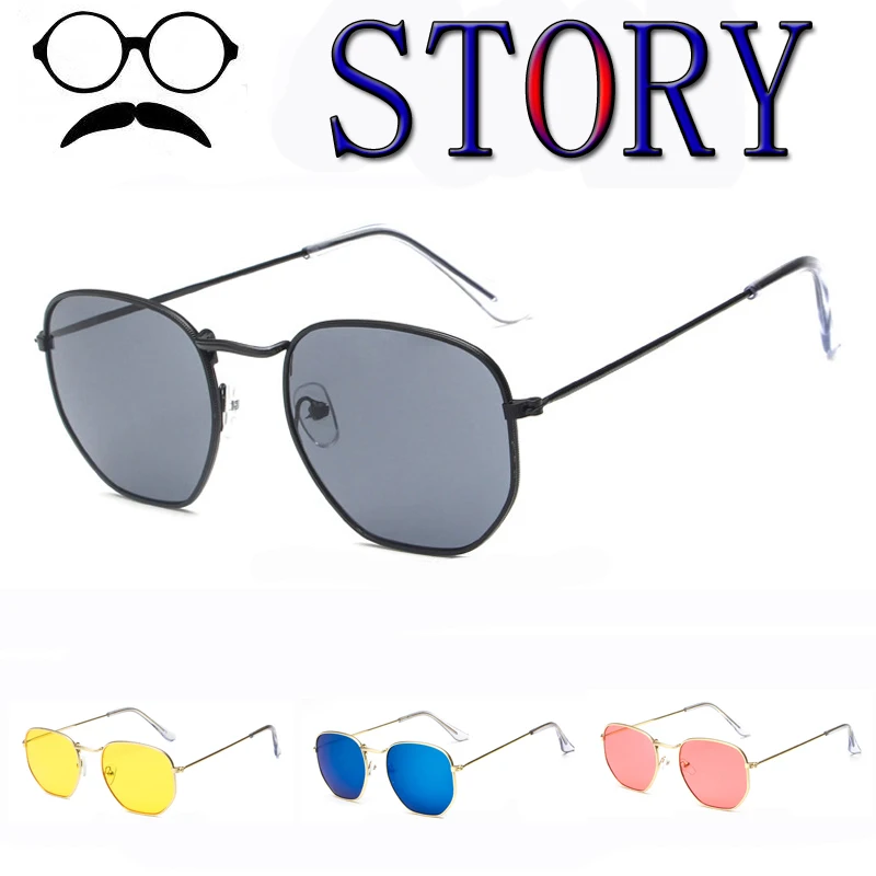 

Polygonal Sunglasses Men/Women Glasses Blue Pink Clear Lens Hexagon Metal Frame Sun Glasses Unisex Oculos De Sol Feminino UV400