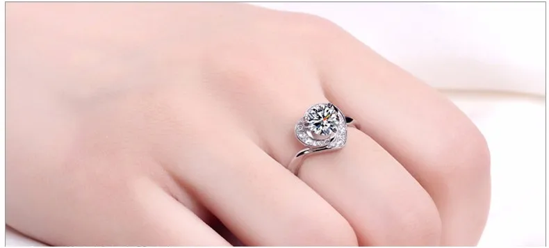 JewellWang 18 К белого золота обручальные кольца для женщин Moissanite сердце специальный алмаз сбоку камень 1.0CT Сертифицированный карат свадебные