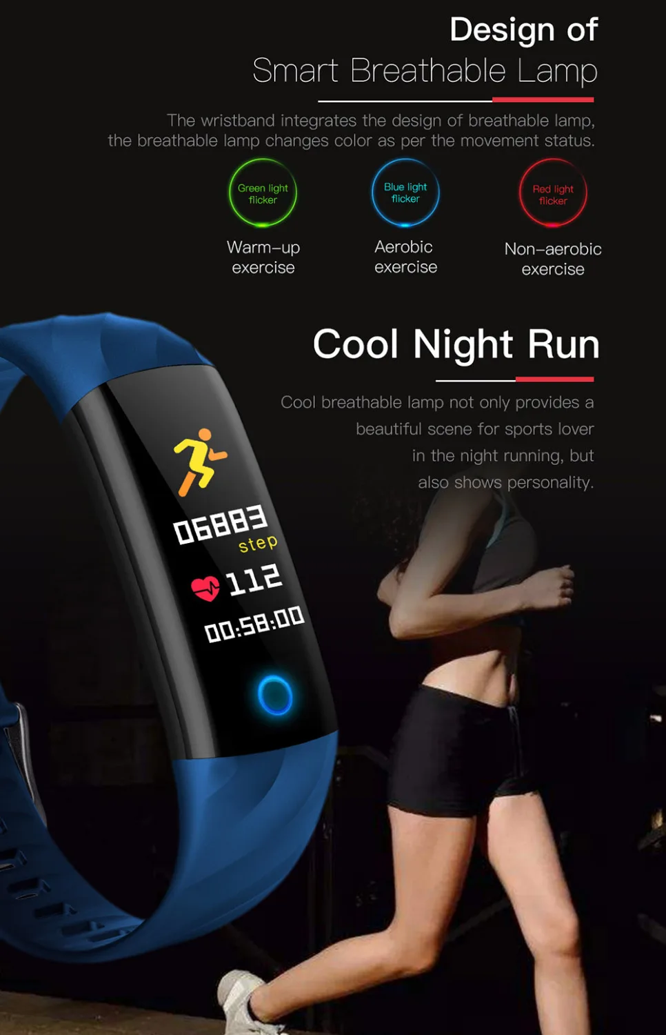 D11 Smart Breathable Wristband Fitness Tracker Heart Rate Blood Pressure Oxygen Tracker Smart Band for Samsung Galaxy Note 8 5 4