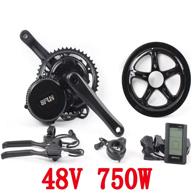 Best price at $423 Cheap free shipping 48v 750w 8fun/bafang motor C965 LCD BBS02 latest controller crank Motor eletric bicycles trike ebike kits