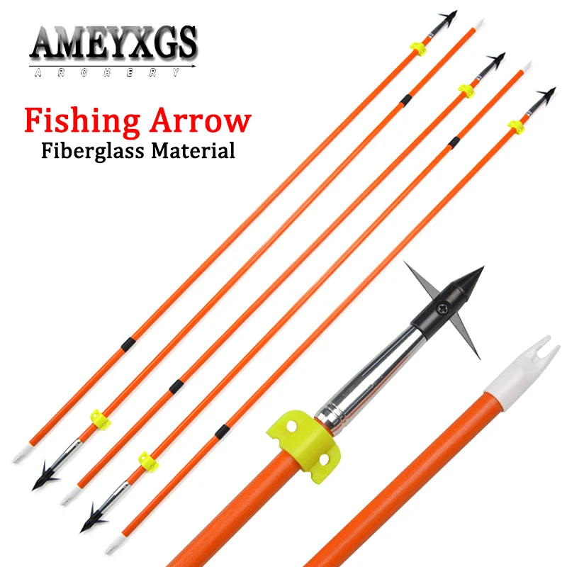 Fiberglass Bowfishing Arrow with Broadheads Safety Slides for Outdoor Hunting 