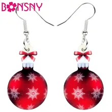 Bonsny акриловые рождественские снежинки мяч подарок серьги-подвески в форме капли Navidad набор ювелирных изделий для женщин украшения девочки талисманы год