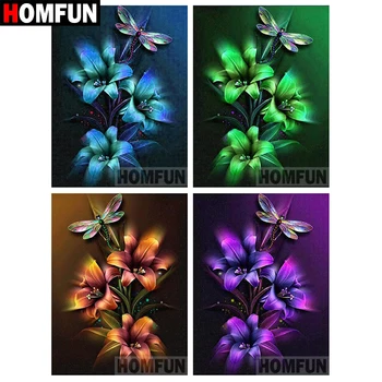 

HOMFUN Full Square/Round Drill 5D DIY Diamond Painting "Flower Dragonfly" Embroidery Cross Stitch 5D Home Decor Gift A07949