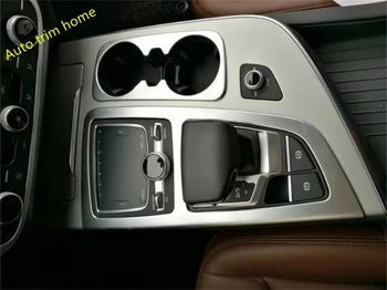 

ABS Pearl Chrome Transmission Shift Gear Panel & Water Cup Holder Decoration Cover Trim For Audi Q7 2016 2017 2018