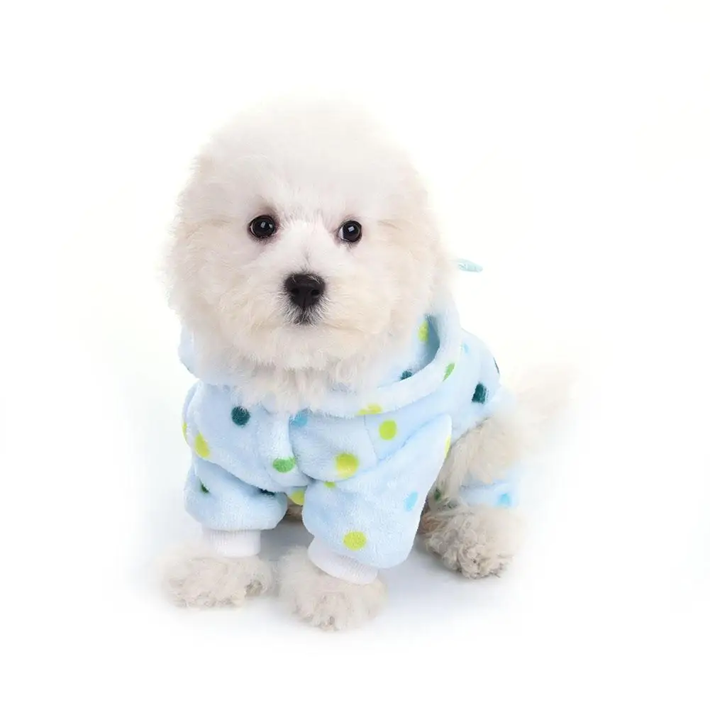 Dog Winter Warm Clothes Pajamas Jumpsuit Soft Comfortable Pet Dog Dot Pajamas Jumpsuit Dog Clothes For Pet Blue Big Sale