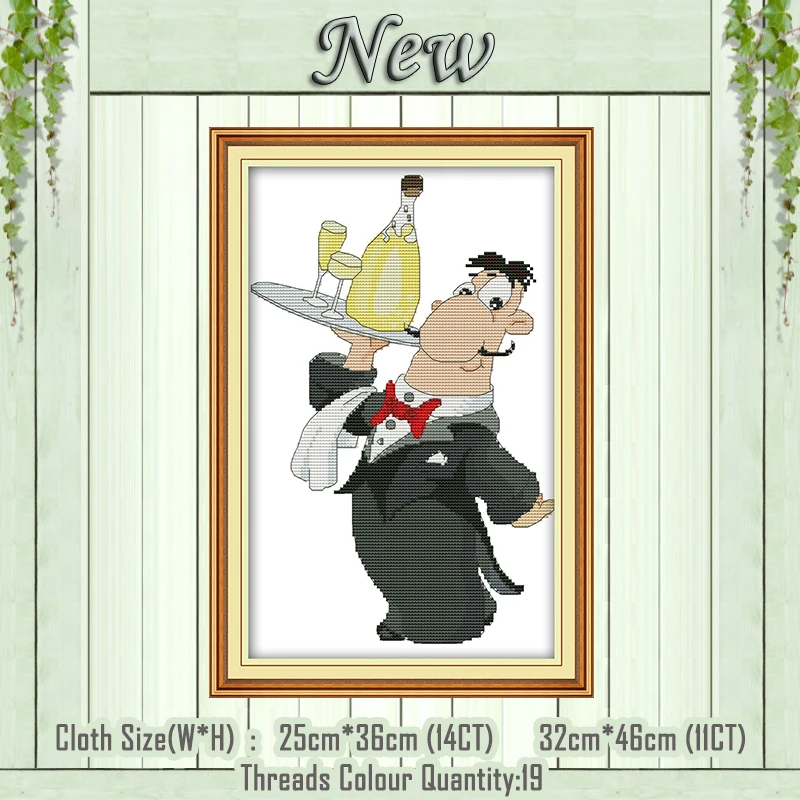 

I'm a waiter cartoon decor painting counted printed on the canvas DMC 11CT 14CT kits NKF Cross Stitch embroidery needlework Sets