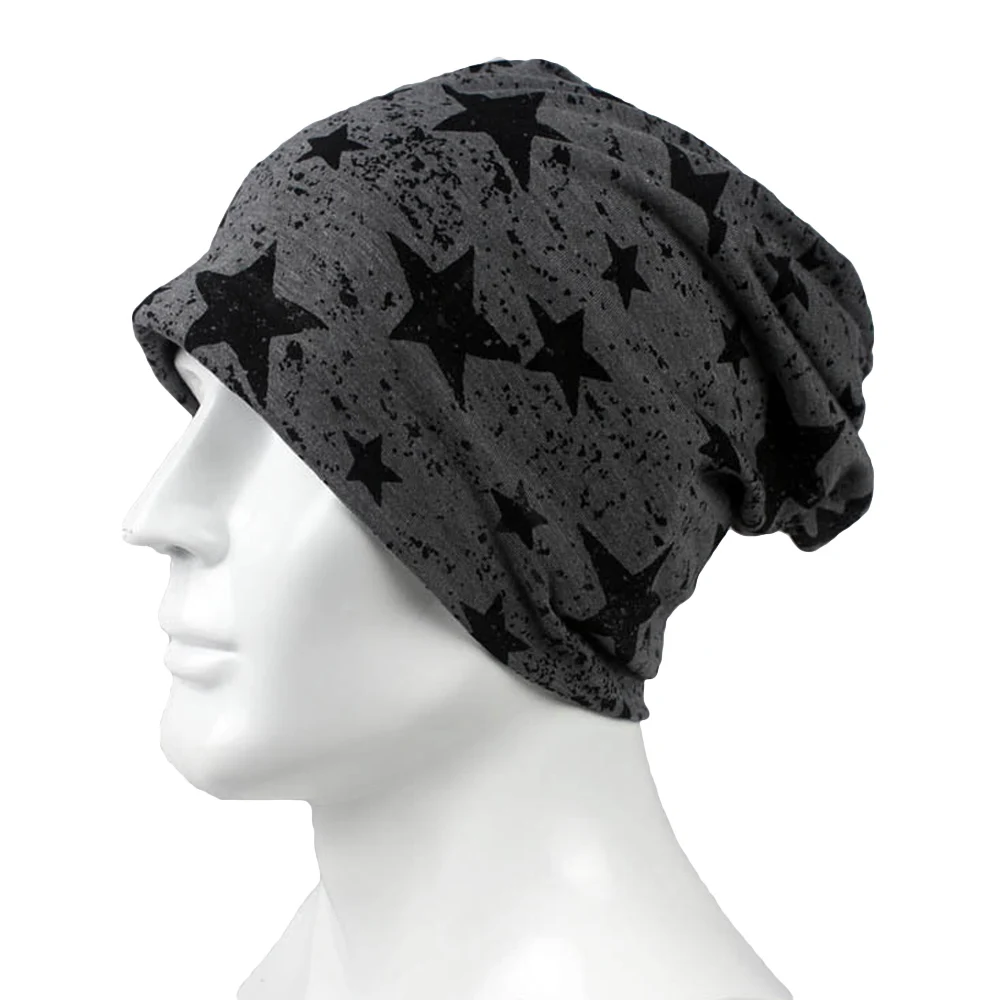 Men Women Oversized Caps Stylish Stars Pattern Slouchy Beanie Hat Ski Casual Hat - Color: Dark Gray