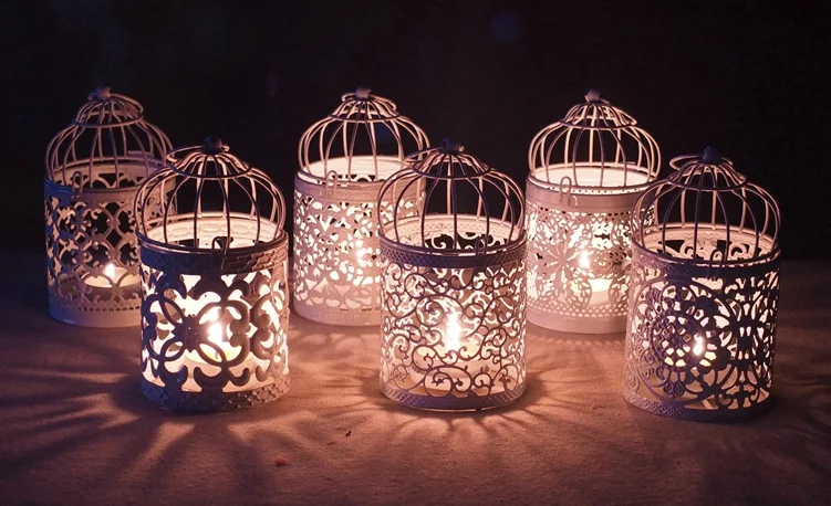 6pcs Metal Bird Cage Wedding Candle Holder white color ...