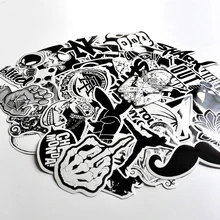 60 шт. Автомобильная наклейка модная наклейка s смешная наклейка случайный музыкальный СКЕЙТБОРД гитара Дорожный Чехол Наклейка черный и белый