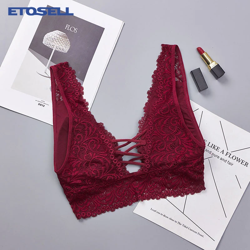 

Sexy Push Up Plunge Lace Bra Deep V Lace Lingerie Bras for Women Crossing Bralette Padded Wire Free Underwear Ladies Black bras