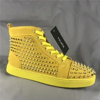 FNJACK Fashion High quality Red bottom Sneakers Suede Studded High-top Flat Shoes Fashion Trainers