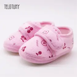 Telotuny для новорожденных, мягкая подошва Prewalker теплая обувь Теплый ежедневно хлопчатобумажной ткани удобные противоскользящие s3feb14