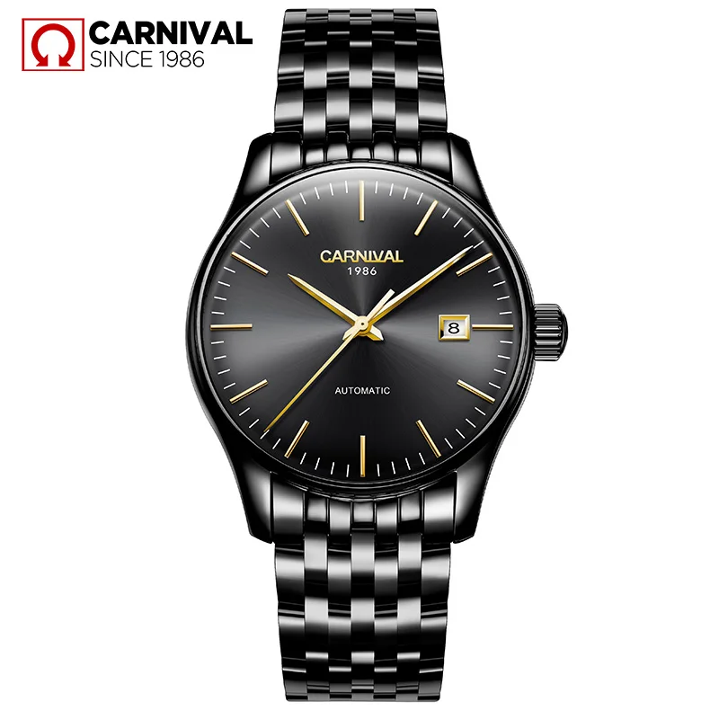 Luxury Carnival watch men stainless steel waterproof Automatic machine date black dial wristwatch relogio feminine Luxury Carnival watch men stainless steel waterproof Automatic machine date black dial wristwatch relogio feminine