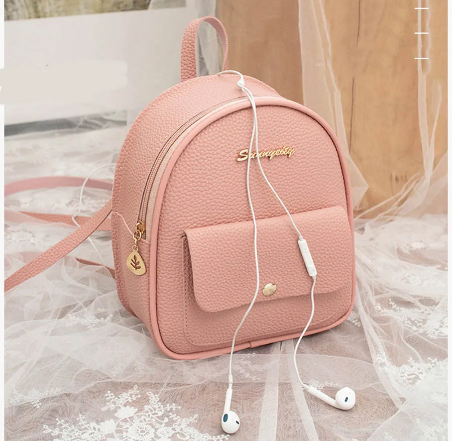 Mara's Dream New Lychee Shoulder Bag Small Fresh Shoulder Bag Solid Color Zipper Buckle Multi-function Small Backpack