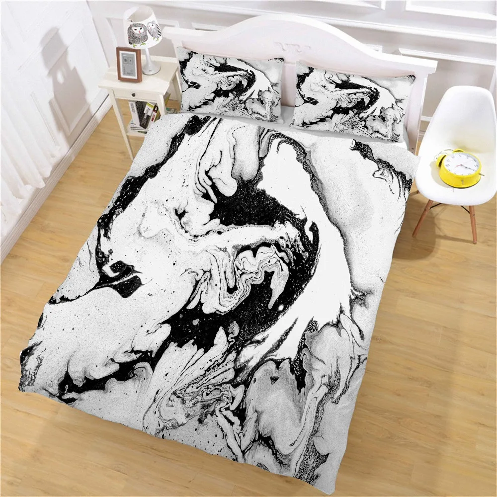 

Bonenjoy 3D Bedding Set Queen Size Marble Digital Printed Duvet Cover Set with Pillow Covers Colorful Marble Bedding and Bed Set