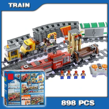 

898pcs City Trains Motorized Remote Control Red Cargo Train 02039 Model Building Blocks Children Toys Brick Compatible with Lago