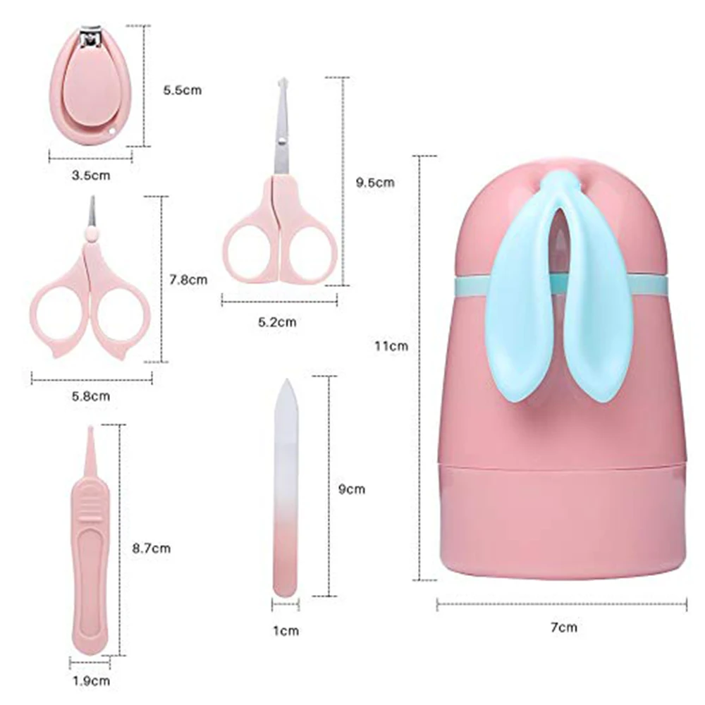 Набор кусачки для ногтей Babynailscissor с длинными ушками гладкие синие и розовые банные ножницы с кроликом детская чистка здоровый резак