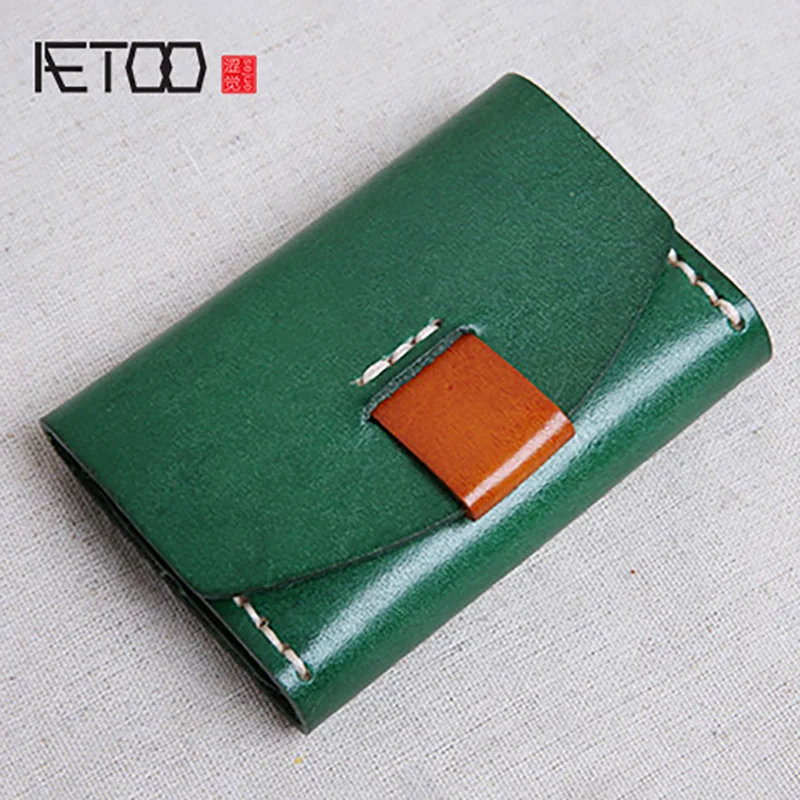 

AETOO Handmade leather women's mini card bag, ultra-thin multi-card bit zero wallet, cowhide card bag