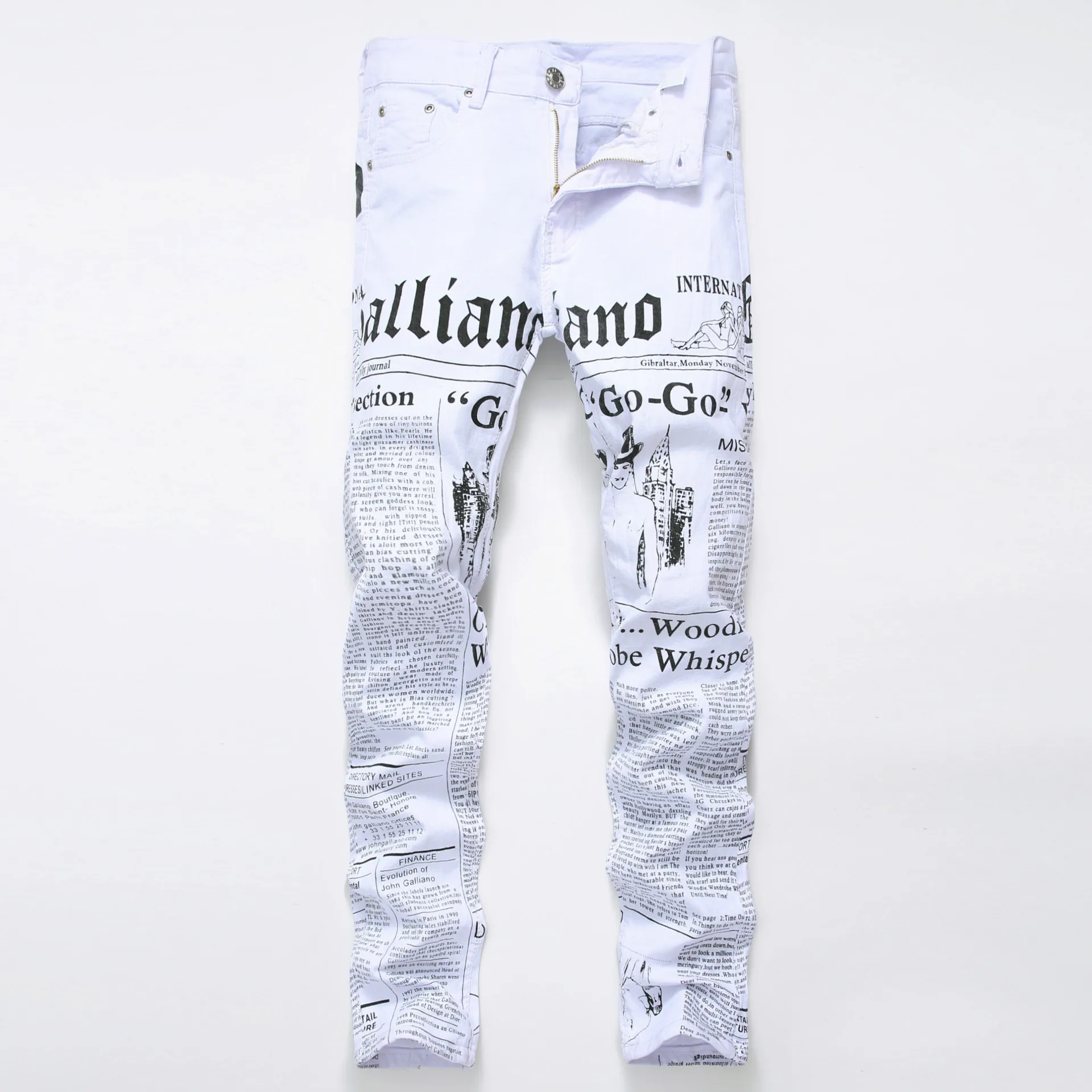 

NEW High Quality European Style 3D Fashion Men's Printed Letter Hip Hop Biker Rap Slim Jeans Printing Sexy Men Skinny Pants
